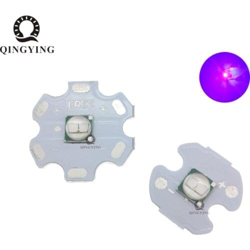 10pcs 5W High Power LED Chip Purple UV 395nm 400nm 3.2-3.6V 1.5A For Cree XML T6 Lamp Beads With 20mm 16mm Aluminum Base Plate
