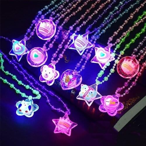 Flash LED Cartoon Glowing Ring Light Finger Light Magic Wand Glowing Bracelet Necklace Toy Small Gift
