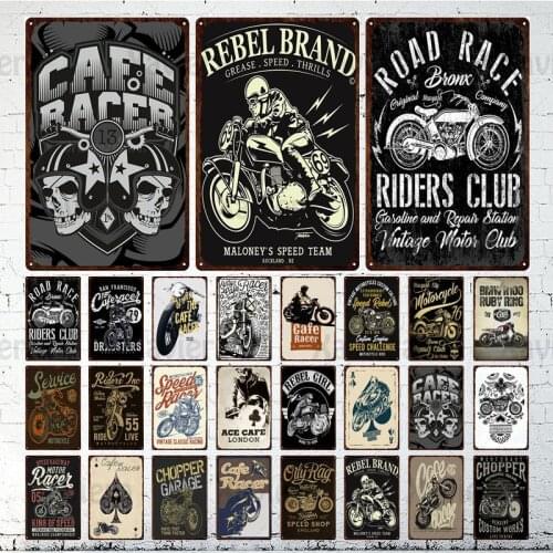 Dark Industrial Tin Sign Iron Sheet Decoration Motorcycle & Road Race Metal Iron Plate Bar Pub Cafe Club Man Cave Wall Art Decor