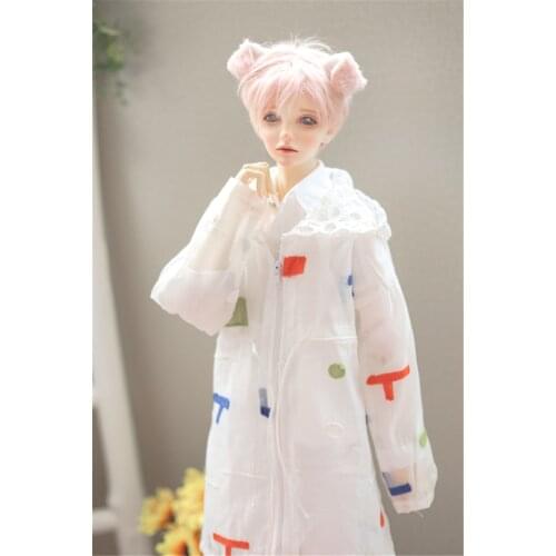 BJD doll Clothing fits the 1/3 1/4 Uncle Size versatile white transparent blue orange embroidered sunblock zippered hoodies
