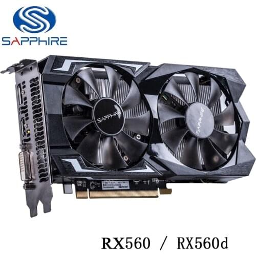 SAPPHIRE RX560 4GB GDDR5 Video Card for AMD RX 500 Graphics Cards rx560 d VGA RX 560 4G RX560D DP HDMI DVI 7000MHz 896 1024 Used