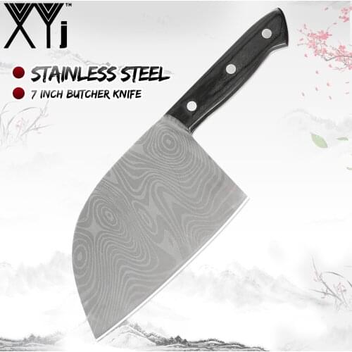 XYj Handmade Forged 3cr13 Stainless Steel Butcher Knife Cooking Kitchen Tool Sharp Durable Anti-stick Non-slip Kitchen Accessory
