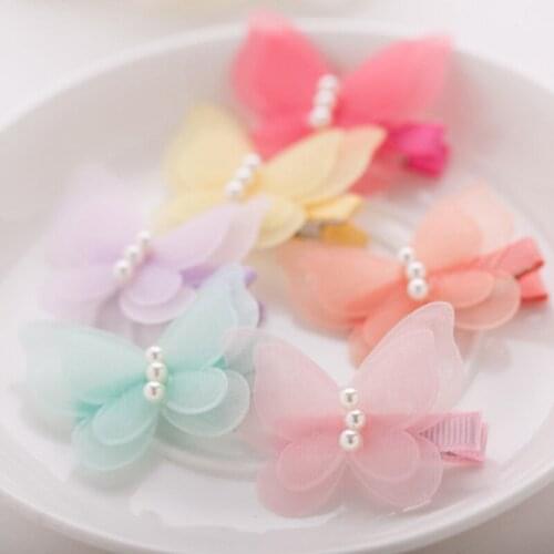 5Pcs/Lot Lovely Girls Butterfly Pearl Hairpins Kids Hair Clip Barrettes Children Headwear Hair Accessories Random Color