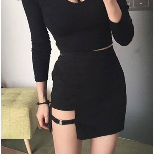Women Skirt Cool Harajuku Punk Gothic Summer Fashion Mini High Quality Skirt Circle Hollow Out Irregular Sexy Skirt