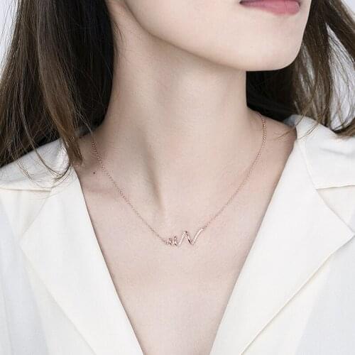 Fashion Cardiogram Women Necklace Jewelry S925 Silver Necklace Heart Pendant Silver Necklace Women Men Memorial Best Gift
