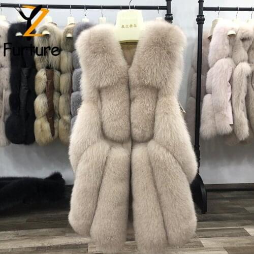 New Women Real Fox Fur Vest Fashion Slim Lady Sleeveless Long Jacket Warm Winter Waistcoat Plus Size Genuine Fox Fur Gilet Coats