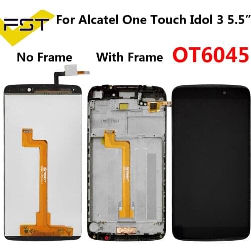 For 5.5" Alcatel One Touch Idol 3 6045 OT6045 6045K 6045Y LCD Display+Touch Screen Digitizer Assembly With Frame Spare Parts