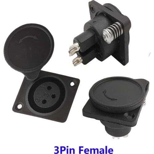 1/2Pcs XLR Female Connector 3pin XLR Jack Panel Mount Socket Audio Adapter Plastic Mic 3 Terminals With Dust Cap
