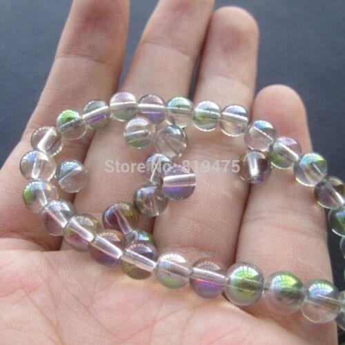 130Pcs/Lot 6mm Glass Beads Pink And Green Plated Color for jewelry making