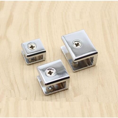 2pcs/lot Square shape chrome finished Zinc Alloy Glass Clamps Shelves Support Bracket Clips For 5 to 12mm glass board
