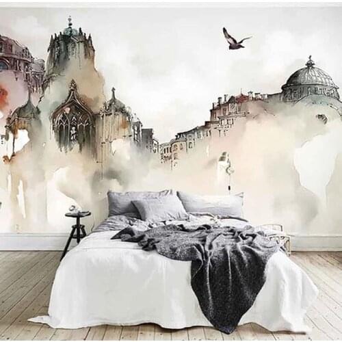 Custom 3D Wall Mural Chinese Style Ink City Building Abstract Art Wallpaper Living Room TV Background Wall Papers For Walls 3 D