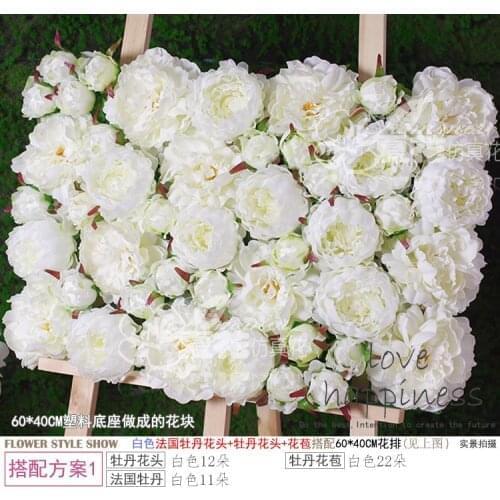 40cm*60cm Artificial silk White peony flower wall wedding decoration home decor party ivory flowers wall background deor