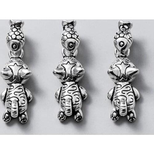 925 Sterling Silver Funny Design Cat and Fish Charms DIY Jewelry Findings Set Vintage Thai SIlver Handcraft Decoration Pendants