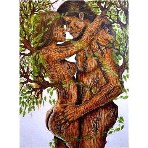 DIY Diamond Painting Lover Tree Paste Diamond Embroidery Round Resin Diamond Cross Stitch Home Wall Decor 30X40Cm
