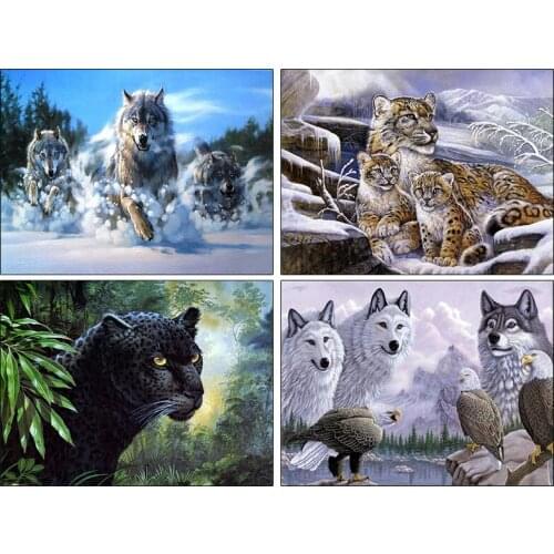 Diamond Painting Snow Leopard 5d Diy Mosaic Full Square Round Drill Diamant Of Rhinestone Daimond Embroidery Pictures Sale