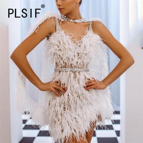 White Deep V Neck Sleeveless Skinny Mini Dress Sexy Tight Club Party Lady Fashion Women Mini Dress