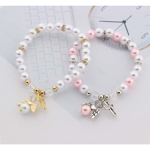 1pcs Baby Shower Favor Christening Bracelet Angel Baby Shower Girl Boy Baptism Gift Cute Giveaway Souvenir