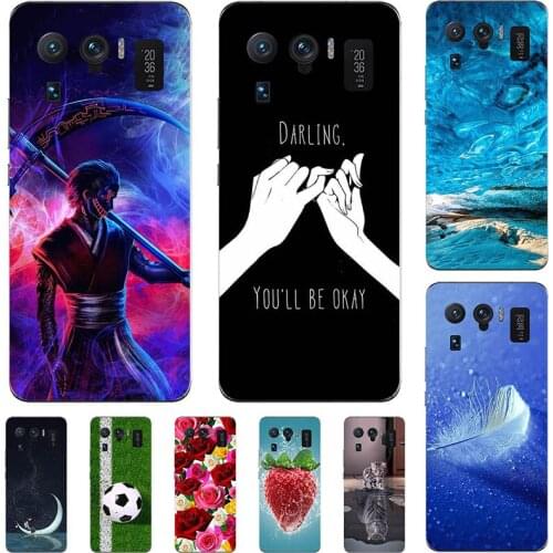 For Xiaomi Mi 11 Ultra M2102K1G 6.81" Case Cartoon Pattern Soft TPU Cover Coque Animal Flower Shell