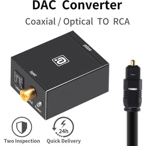Digital to Analog Audio Converter DAC with Optical Coaxial Toslink Input to Analog 3.5mm RCA Output Audio Decoder for TV Speaker