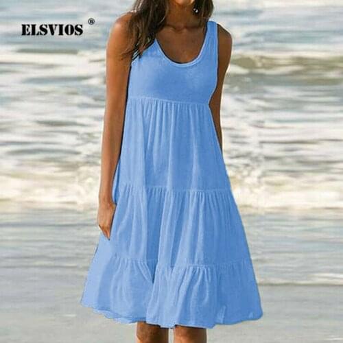 Однотонные летние платья ELSVIOS China At AliExpress