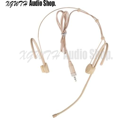 Complexion Dual Hook Head Headset Microphone For Sennheiser Wireless Radio Mic System Beltpack Foldable Ears 3.5 mm Lockable