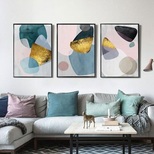 Geometric Color Block Poster Moon Abstract Shape Canvas Painting On The Wall Art Pictures for Living Room Modern Home Decoration