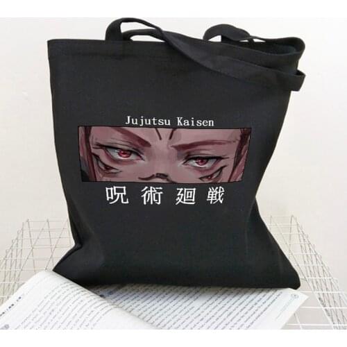 Japanese anime Jujutsu Kaisen canvas bag casual Harajuku women bag large capacity Vintage shopper bag punk women shoulder bags