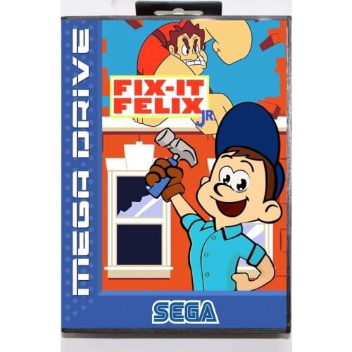 Fix It Felix Jr 16 bit MD Game Card With Retail Box For Sega Megadrive/Genesis