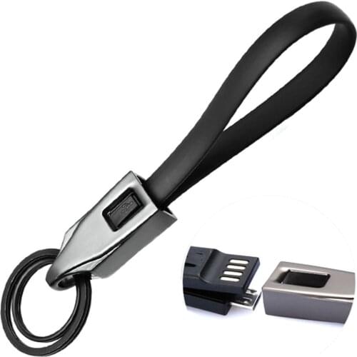 Micro usb data cable for iphone and android Portable keychain cable key ring Data Cord Charger USB Cable for iPhone X 8 Samsung