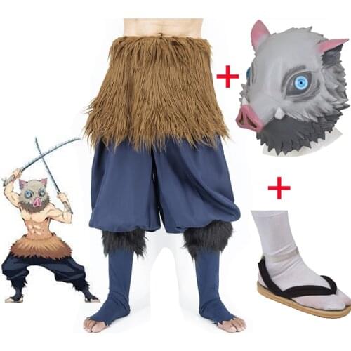 Anime Exhibition Demon Slayer Hashibira Inosuke Cosplay Costume Halloween Carnival Pig Head Funny Mask Costume
