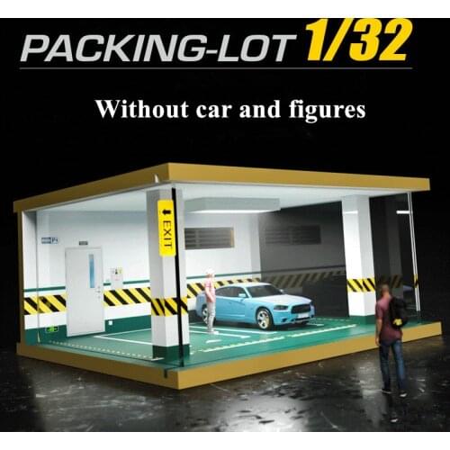 Creative 1:32 Scale Simulation Car Model Garage Parking Lot Model Scene with Dust Cover and Lamp for Sand Table Decorations