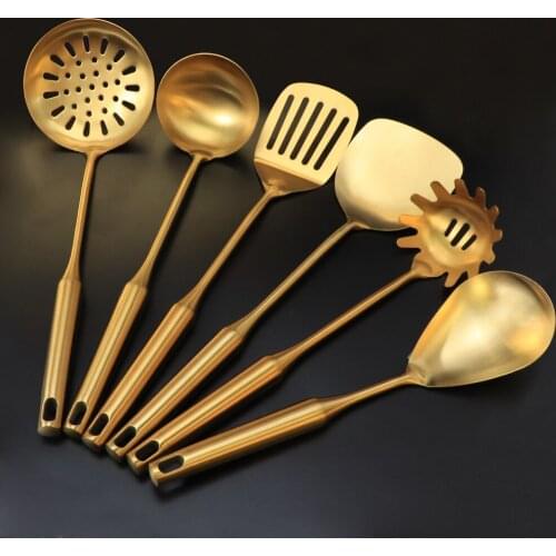 Stainless Steel Cooking Utensil Wok Spatula Soup Ladle Colander Nonstick Kitchen Tools Skimmer Spoon Spaghetti Server Cookware