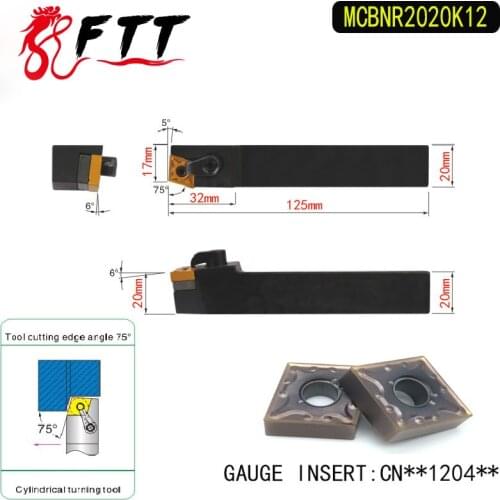 MCBNR2020K12 75 Degree External Turning Lathe Bar Tool Holder For CNMG120404 DNMG120408 Used on CNC Lathe Machine
