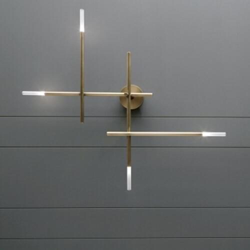 Postmodern minimalist light luxury living room background wall lamp bedroom bedside study hotel aisle cross line wall lamp