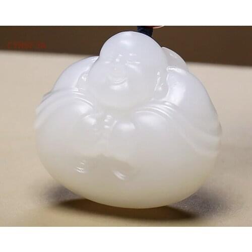 CYNSFJA New Real Rare Certified Natural Hetian Mutton-Fat Jade Nephrite Lucky Amulet Buddha Jade Pendant White High Quality Gift
