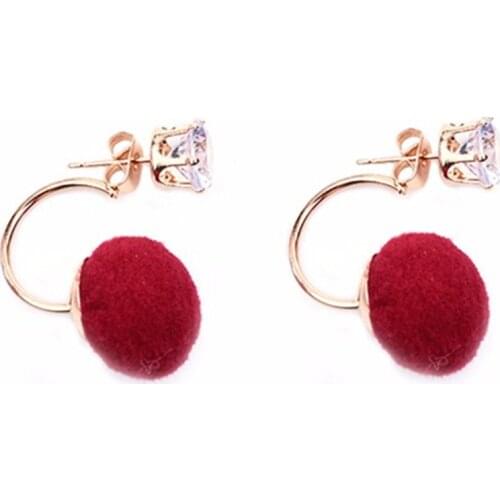 New Fashion Christmas Gifts Winter Piercing Wedding rhinestone Double Puffer Ball crystal Earrings Jewelry girls earrings women