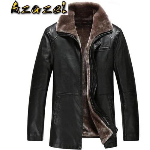 New Fashion Winter jackets Mens Leather Coat Fur one Coats Jacket Men Business Casual High quality PU Long-sleeve Outerwear