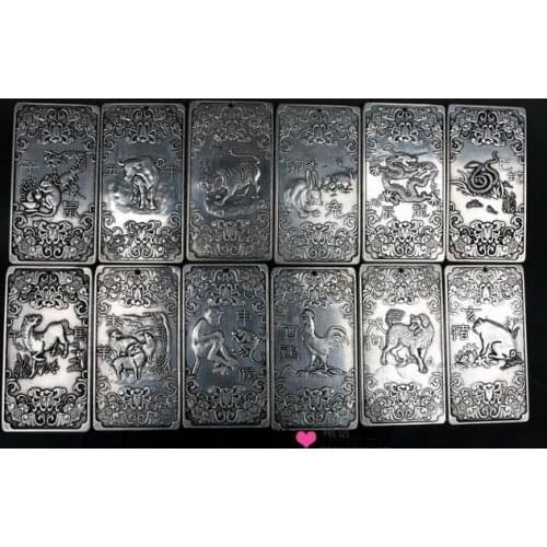 Rare silver Buddha 12 zodiac coins+charms thangka Tibet and Nepal Tibetan thangkas COINS12/pcs Tibetan Silver BRASS decoration