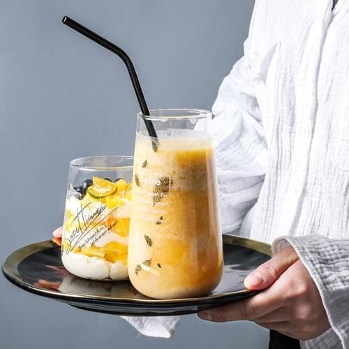 Nordic Glass Milk Cups Coffee Mug Painting Beverage Juice Beer Water Cup Cola Mugs Drinkware Home Office Coffee Bar Supplier