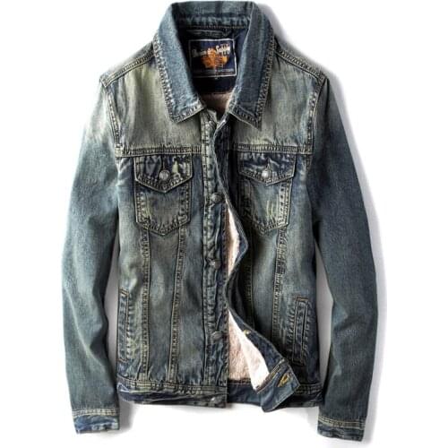 Thick Warm Winter Mens Jeans Jackets XXXL Outerwear European and American Style Vintage Denim Coats Mens Overcoats New A189