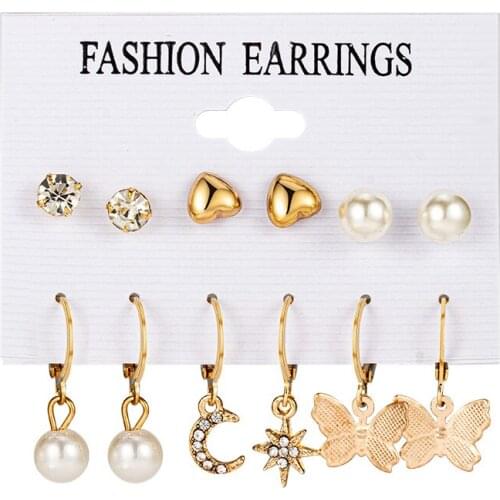 Fashion Korean Imitation Pearl Butterfly Drop Earrings for Women Statement Diamond Stud Earrings 2021 New Trend Jewelry Gift