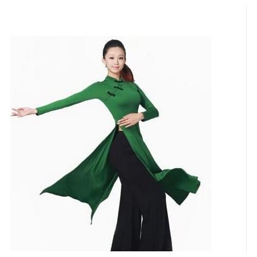 Women improved long cheongsam Chinese classical dance costumes customize long sleeves lady Vietnam Robes traditional aodai