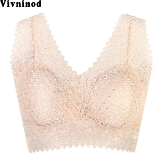 Womens Full Covergae Sexy Lace Women Wireless Vest Bra Sleeping Women Demi Underwear Padded Lace Push Up Wire Free Bra 3 Colors