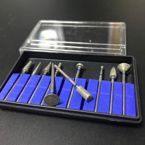 10pcs/box Dental Diamond Bur 2.35mm Shank Sintered Point Polisher HP Shank Rotary Tools dental Lab Supplies