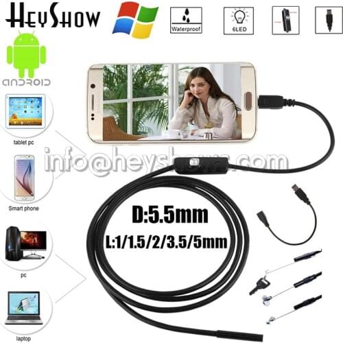 10pcs/lot 5.5mm Waterproof Endoscope Android Mini Endoscope Camera Inspection Car Otoscopio Endoscopio Endoskop Otoscope Kamera