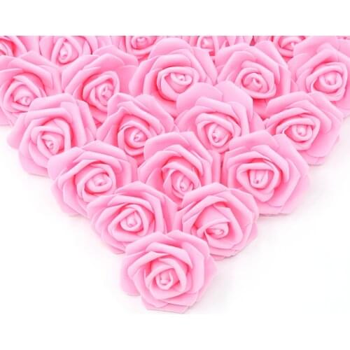 100pcs 8cm Artificial Flowers Rose Real Touch Fake Foam Roses for DIY Bouquets Wedding Party Baby Shower Home Decoration