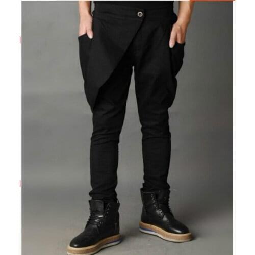 27-44 New Korean Casual Mens Harem Pants Personality Skirts Pants Nightclub Wear Fashion Pants Hair Stylist Tooling Trousers