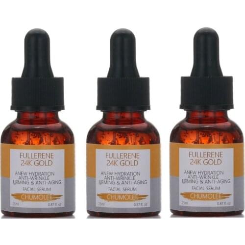 3pcs Chumolee 24k Gold Serum Anti-aging Shrink Pore Hyaluronic Acid Whitening Moisturizing Essence Dry Skin Care Facial Serum