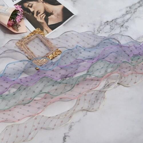5yards Star Printed Organza Stain Ribbon DIY Hair Bow Crafts Gift Bouquet Wrapping Supply Wedding Party Decor