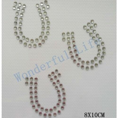 Free shipping HORSE SHOES design in hotfix Rhinestone Iron On Heat Transfer for riding